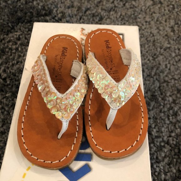 white sequin flip flops
